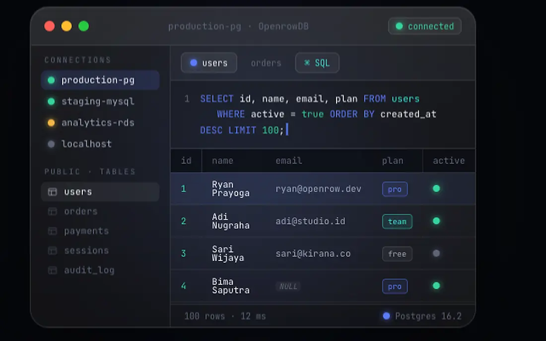 OpenRowDB preview